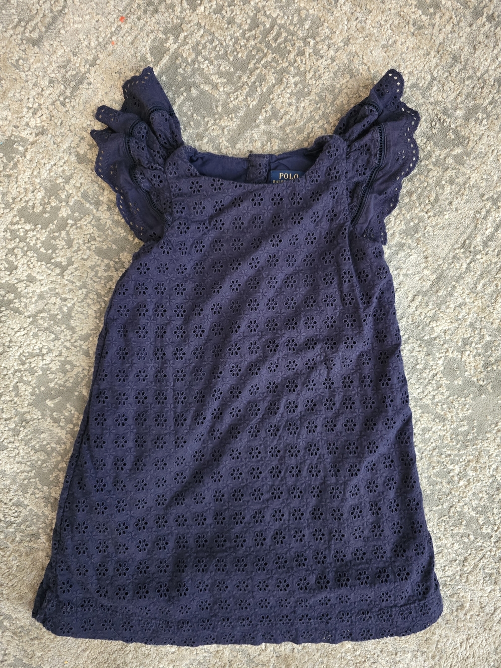 Polo by Ralph Lauren Navy Eyelet Flutter Sleeve Dress